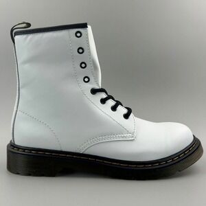 Dr. Martens 1460 Y Women Size 6 White Smooth Leather Zip Combat Boots NEW